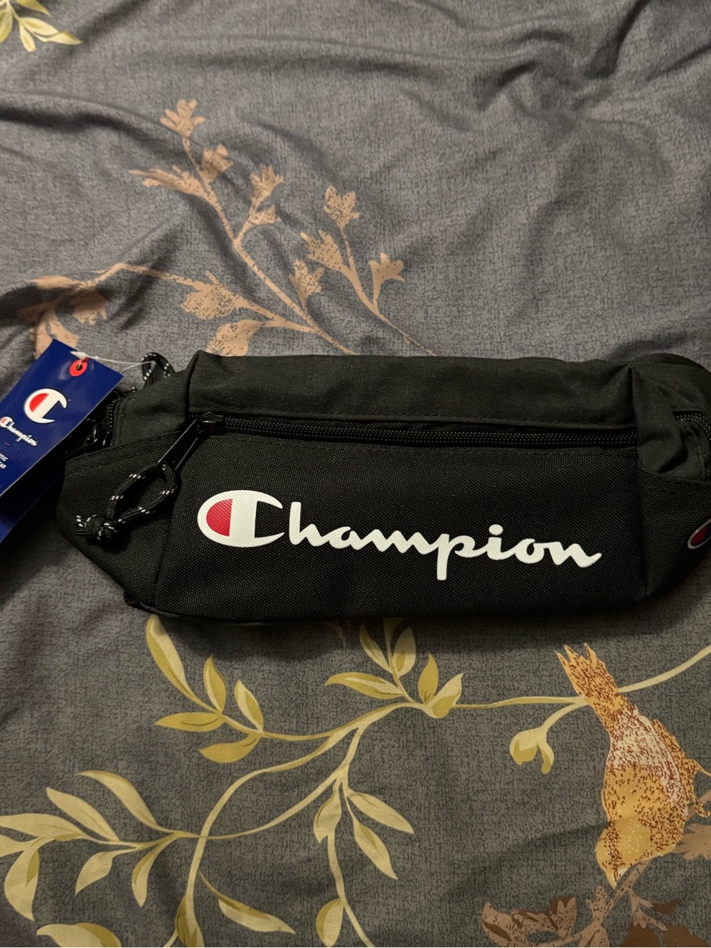 Champion Black Belt Bag with White Logo and Red Accent